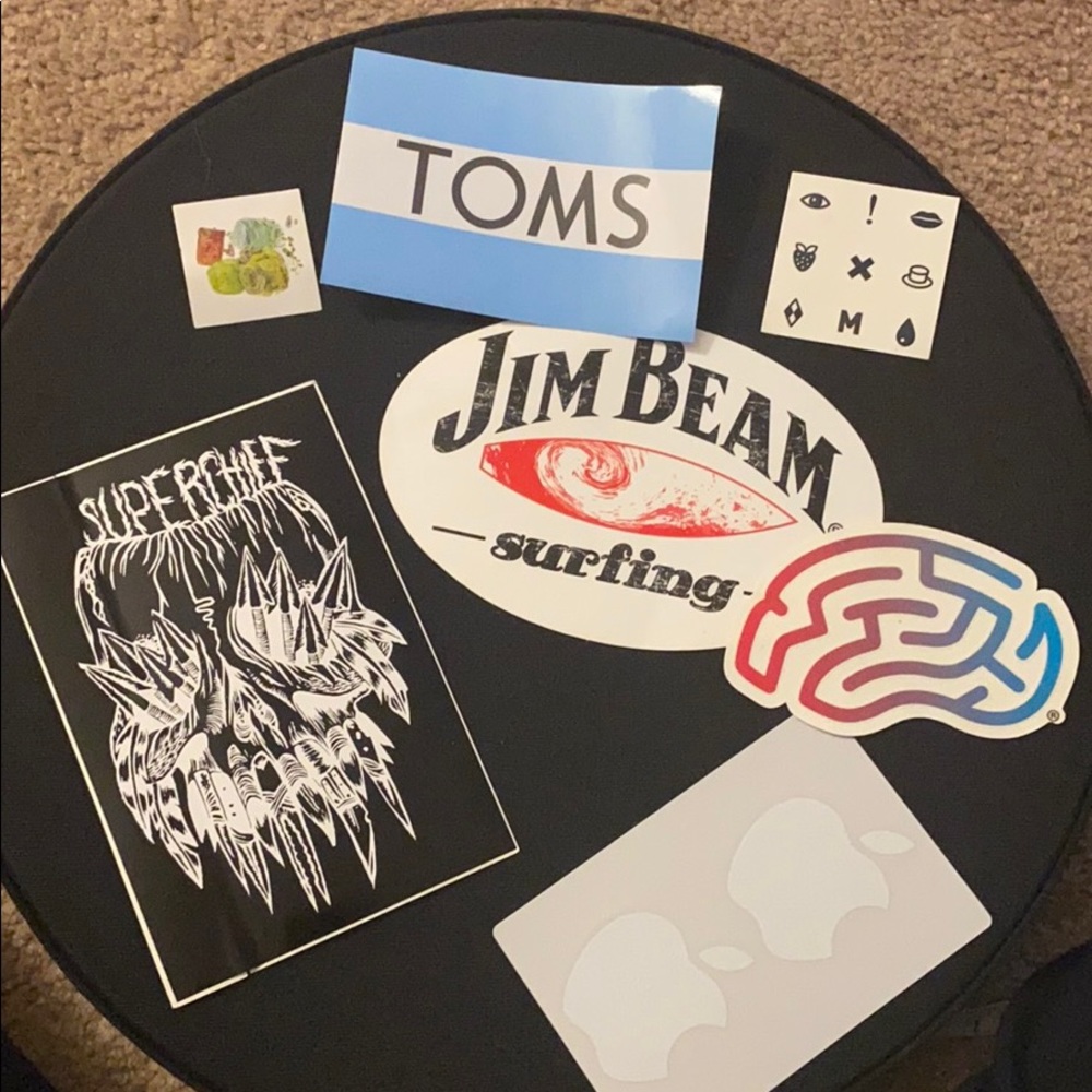 NEW collection of Stickers - TOMS, Apple, Jim Beam